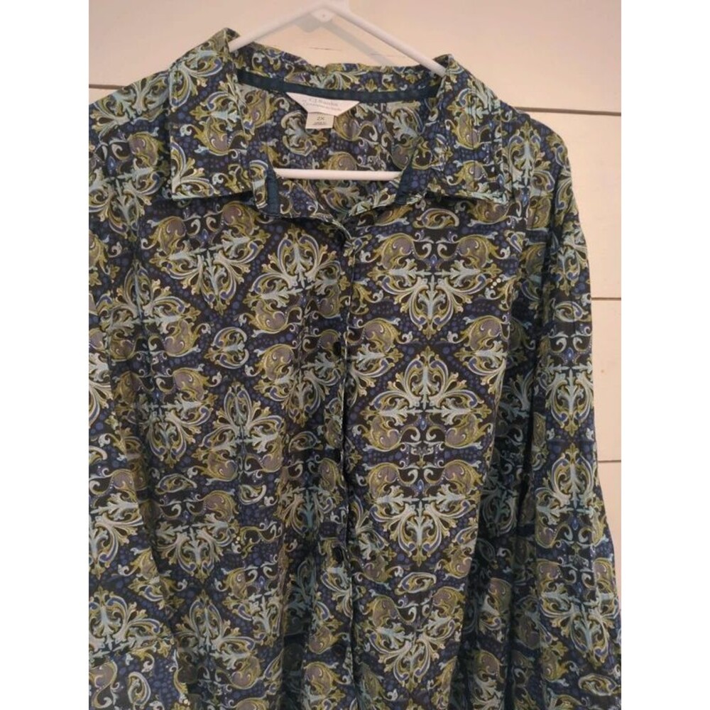 Cj Banks 2x cotton blend 3/4 length sleeve shirt